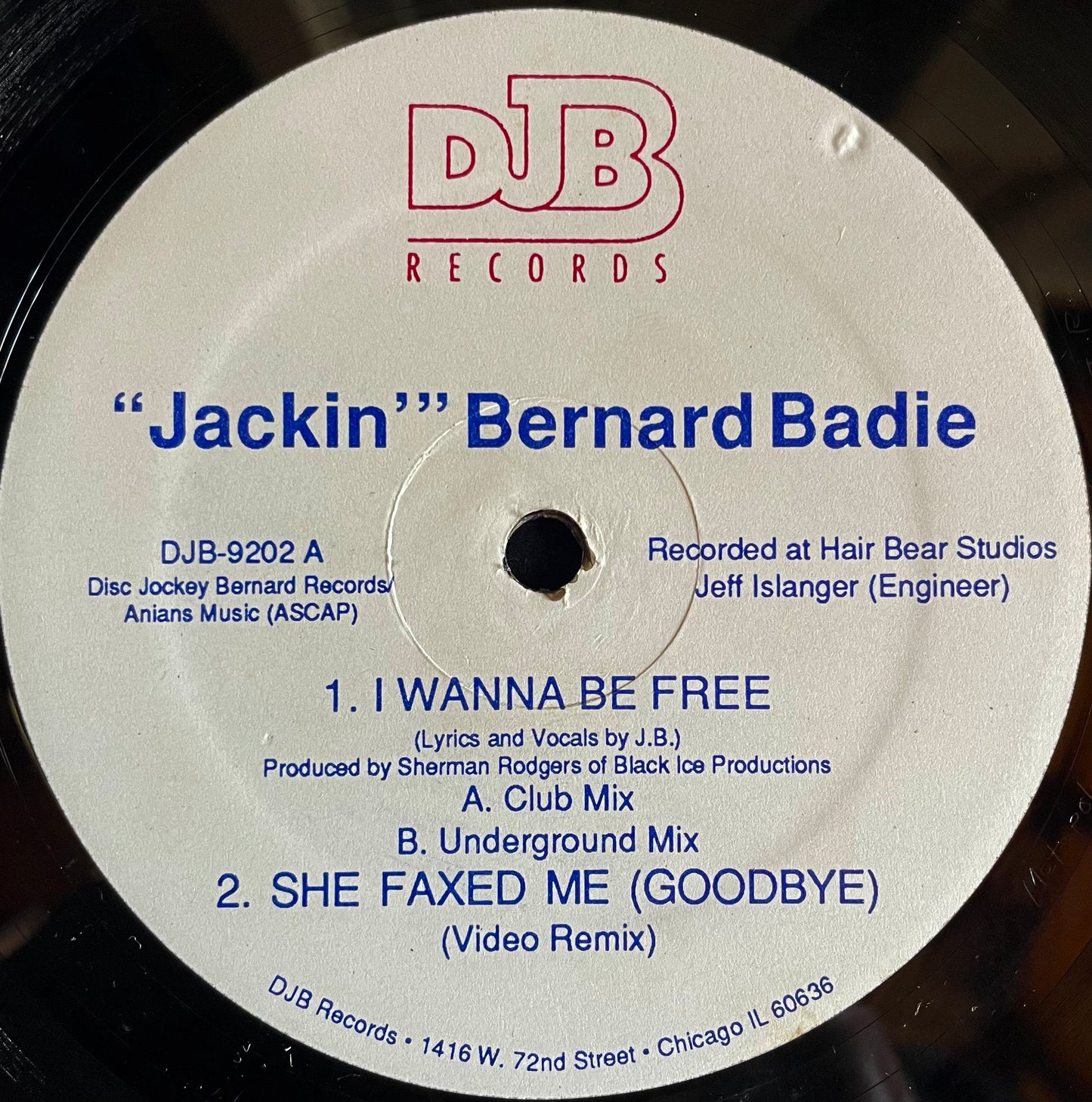 "Jackin'" Bernard Badie – I Wanna Be Free - USED Vinyl 12" EP