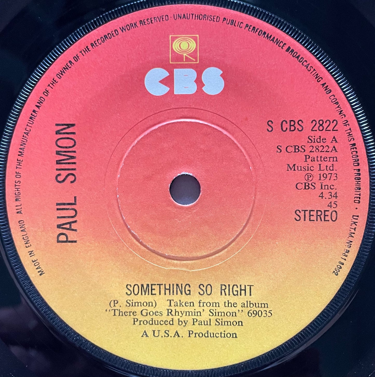Paul Simon – Something So Right - USED Vinyl 7" Single