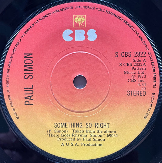 Paul Simon – Something So Right - USED Vinyl 7" Single