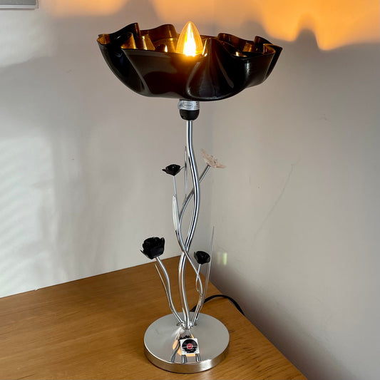 Table Lamp with Vinyl Record Shade and Vintage LED Bulb