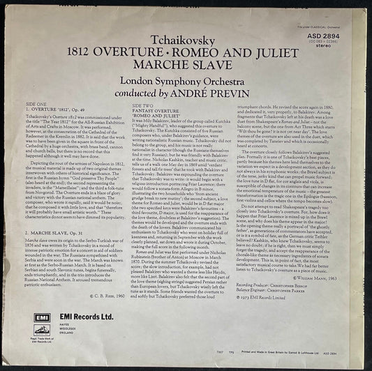 Tchaikovsky - André Previn – 1812 Overture, Romeo and Juliet, Marche Slave. - USED Vinyl LP