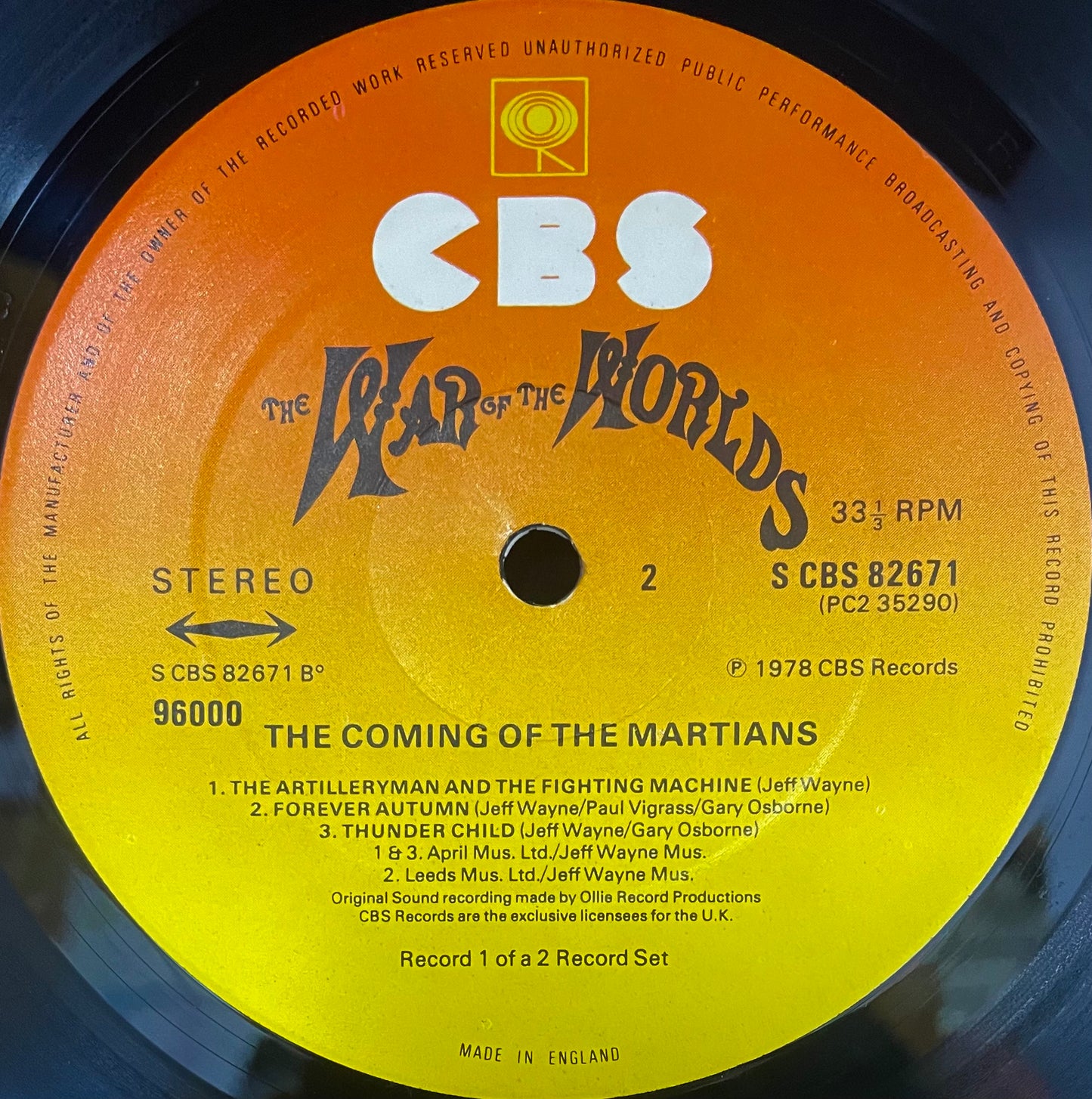 Jeff Wayne – Jeff Wayne's Musical Version Of The War Of The Worlds - USED Vinyl 2LP