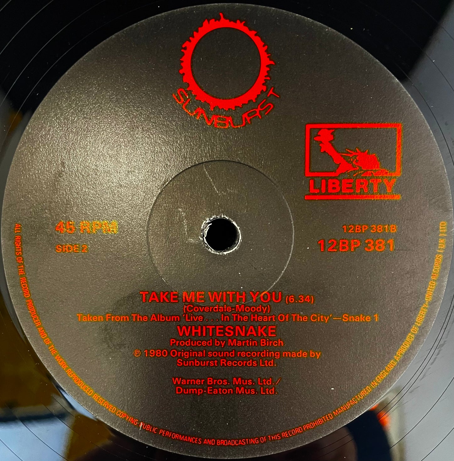 Whitesnake – Ain't No Love In The Heart Of The City - USED Vinyl 12" Single