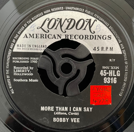 Bobby Vee – More Than I Can Say / Stayin' In – gebrauchte 7"-Vinyl-Single