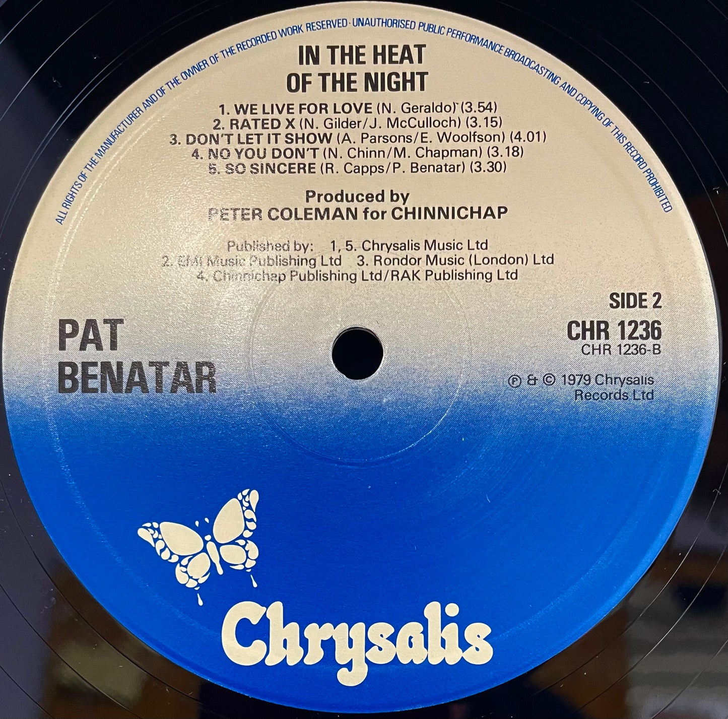 Pat Benatar – In The Heat Of The Night - USED Vinyl LP