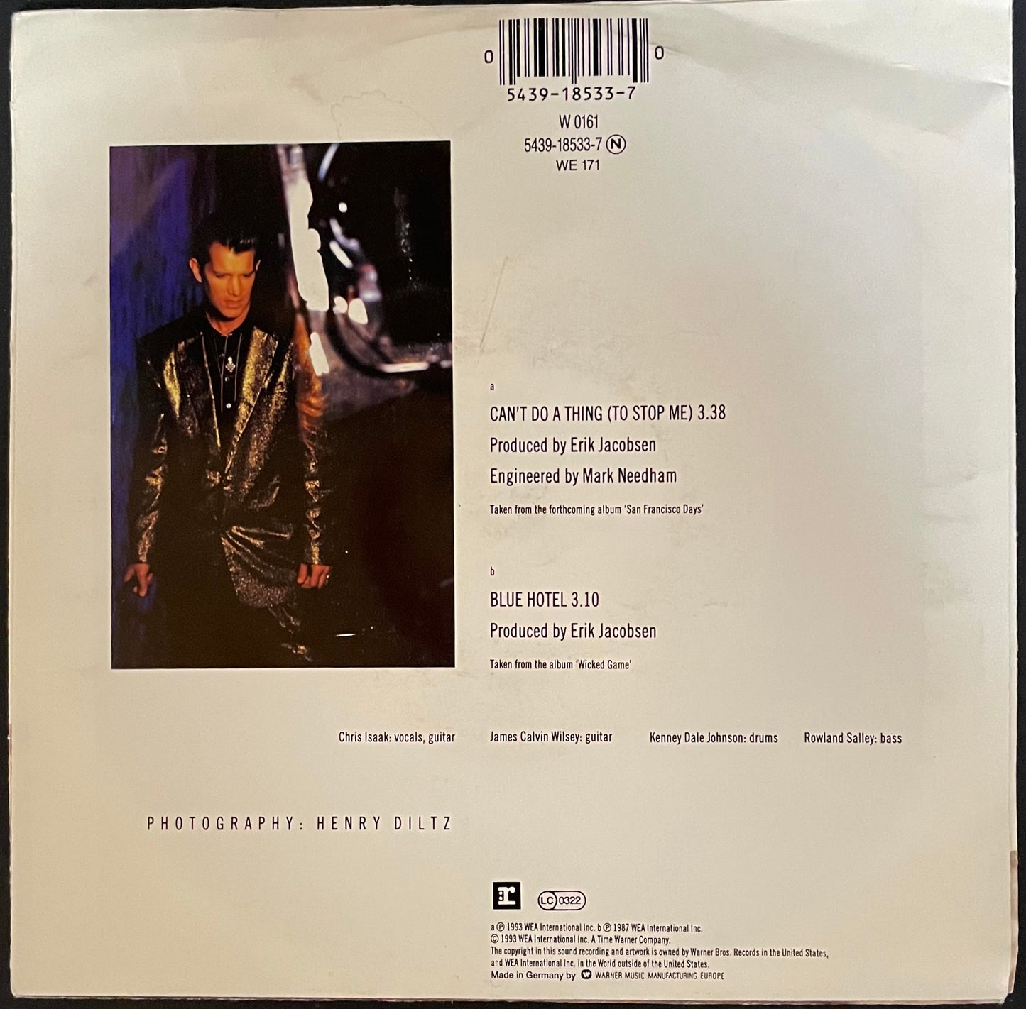 Chris Isaak ‎– Can't Do A Thing (To Stop Me) - USED Vinyl 7" Single