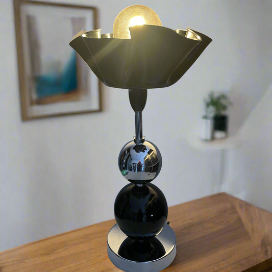 Table Lamp with Vinyl Record Shade and Vintage LED Bulb