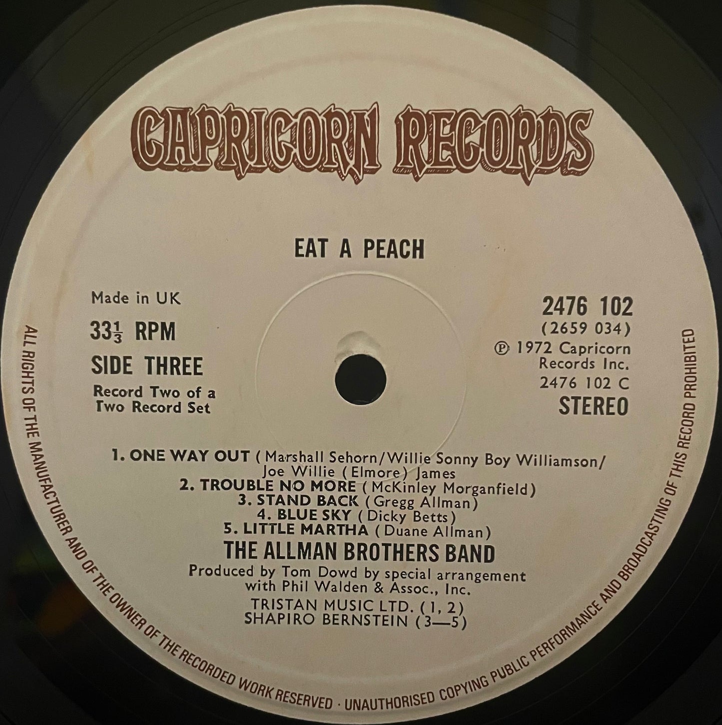 The Allman Brothers Band – Eat A Peach - USED Vinyl 2LP