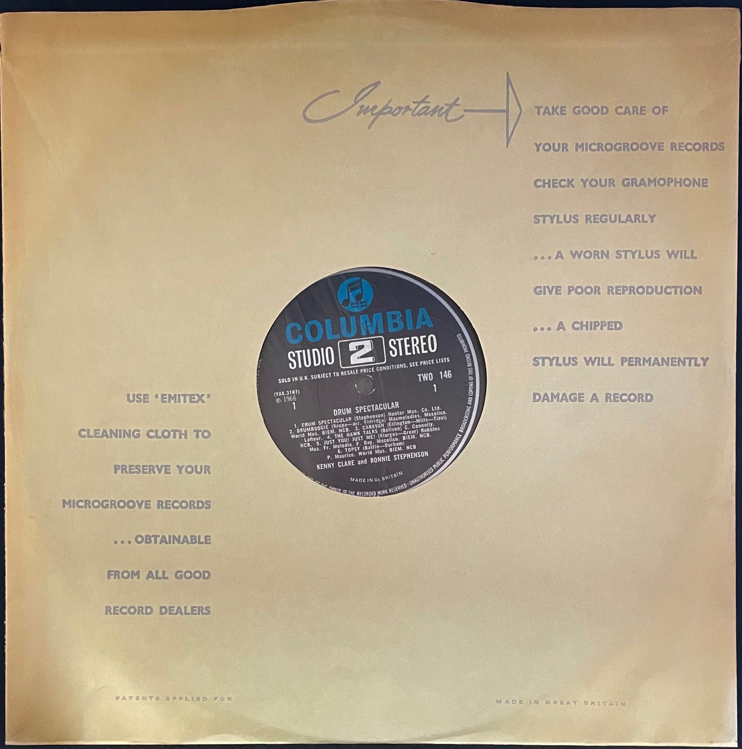 Kenny Clare And Ronnie Stephenson – Drum Spectacular - USED Vinyl LP