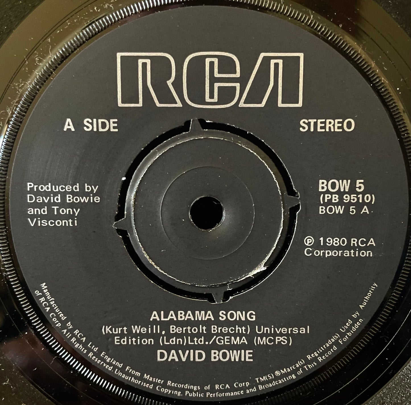 David Bowie – Alabama Song / Space Oddity - USED Vinyl 7" Single  - Poster Sleeve