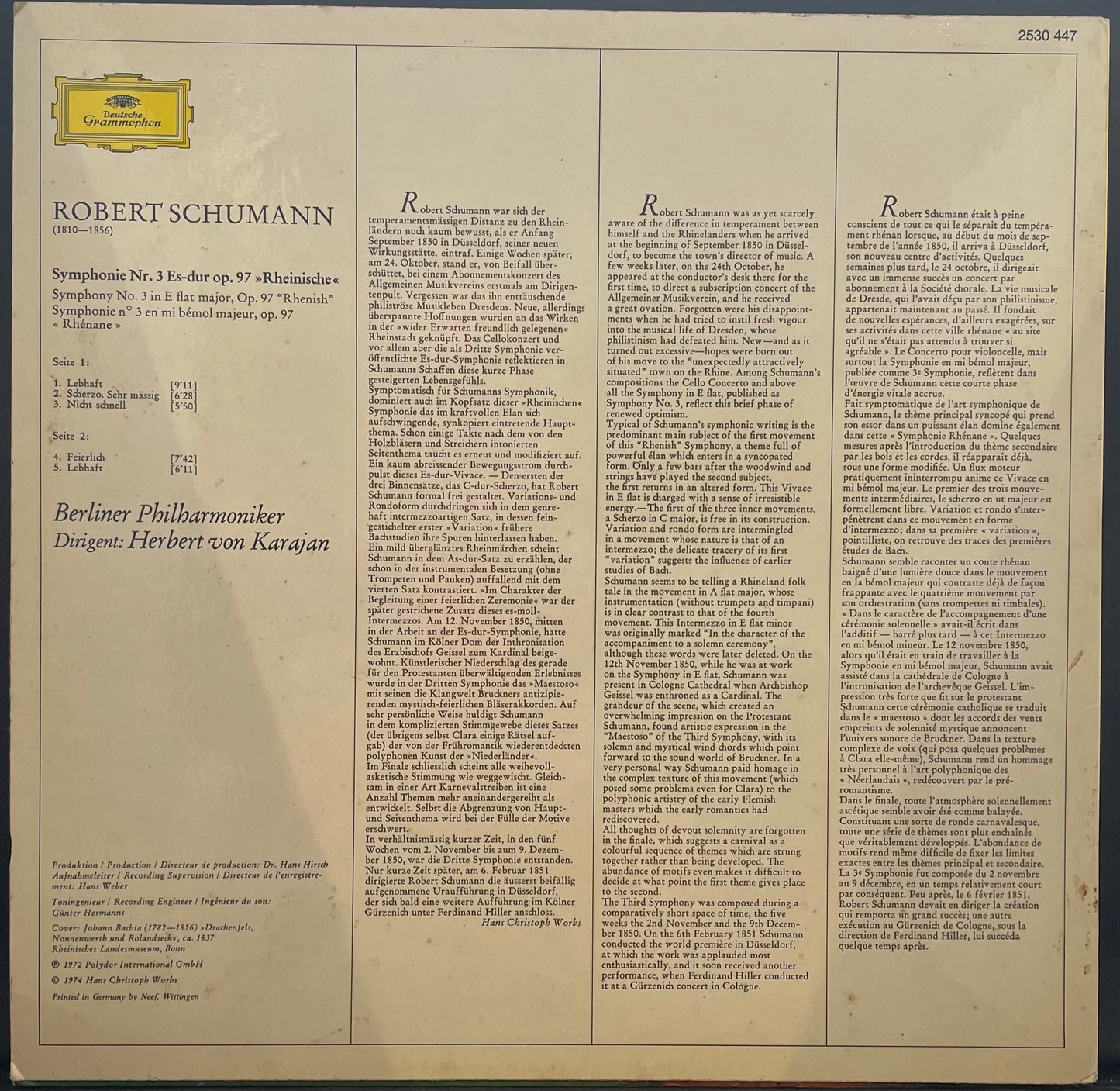 Robert Schumann – Symphonie Nr.3 „Rheinische“ = "Rhenish" – USED Vinyl LP