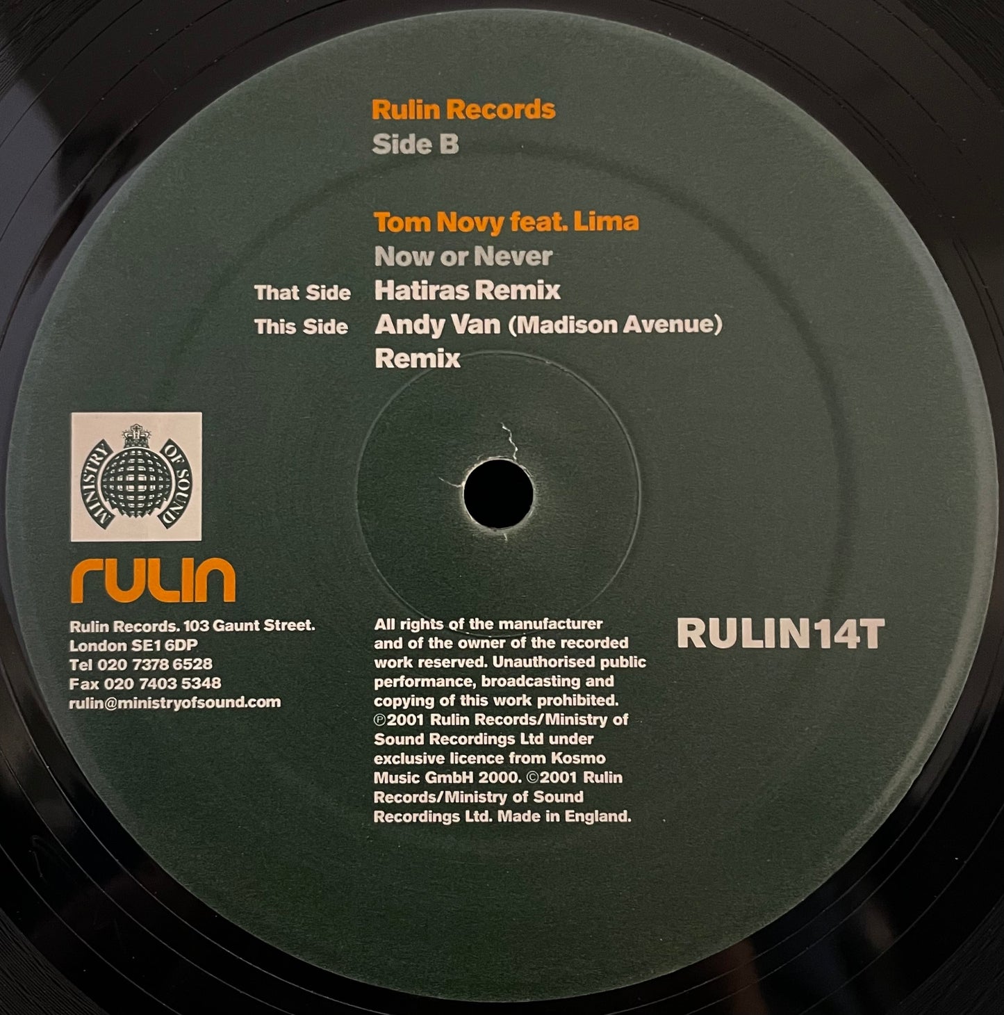 Tom Novy Feat. Lima – Now Or Never – USED Vinyl 12" Single