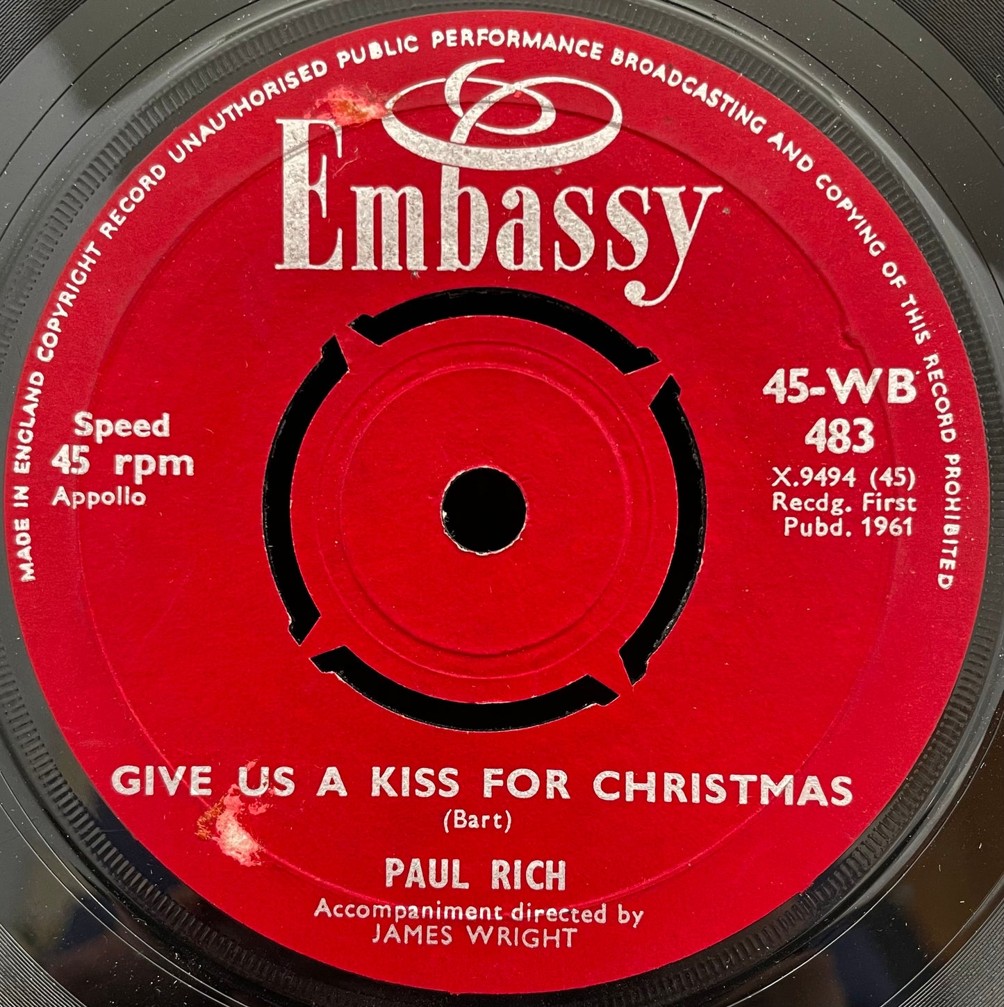 Paul Rich / Bud Ashton – Give Us A Kiss For Christmas / Savage – gebrauchte 7"-Vinyl-Single