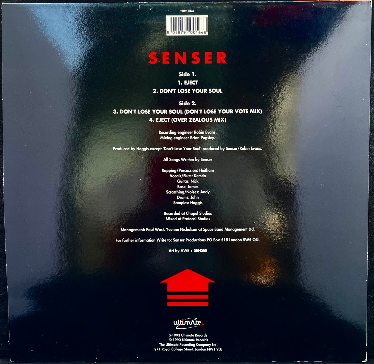 Senser – Eject - USED Vinyl 12" 33RPM Single