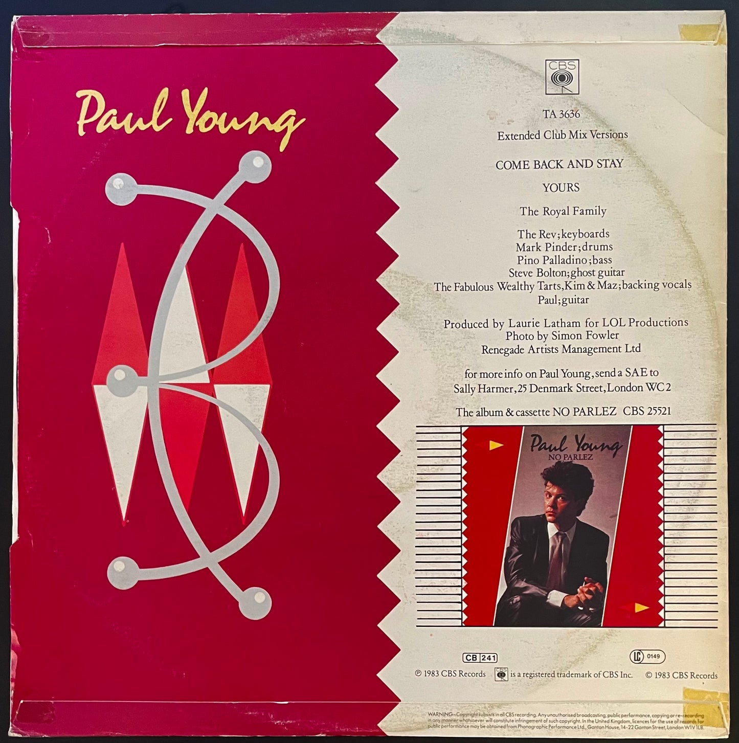 Paul Young – Come Back And Stay / Yours (Extended Club Mix Versions) - USED Vinyl 12" Single