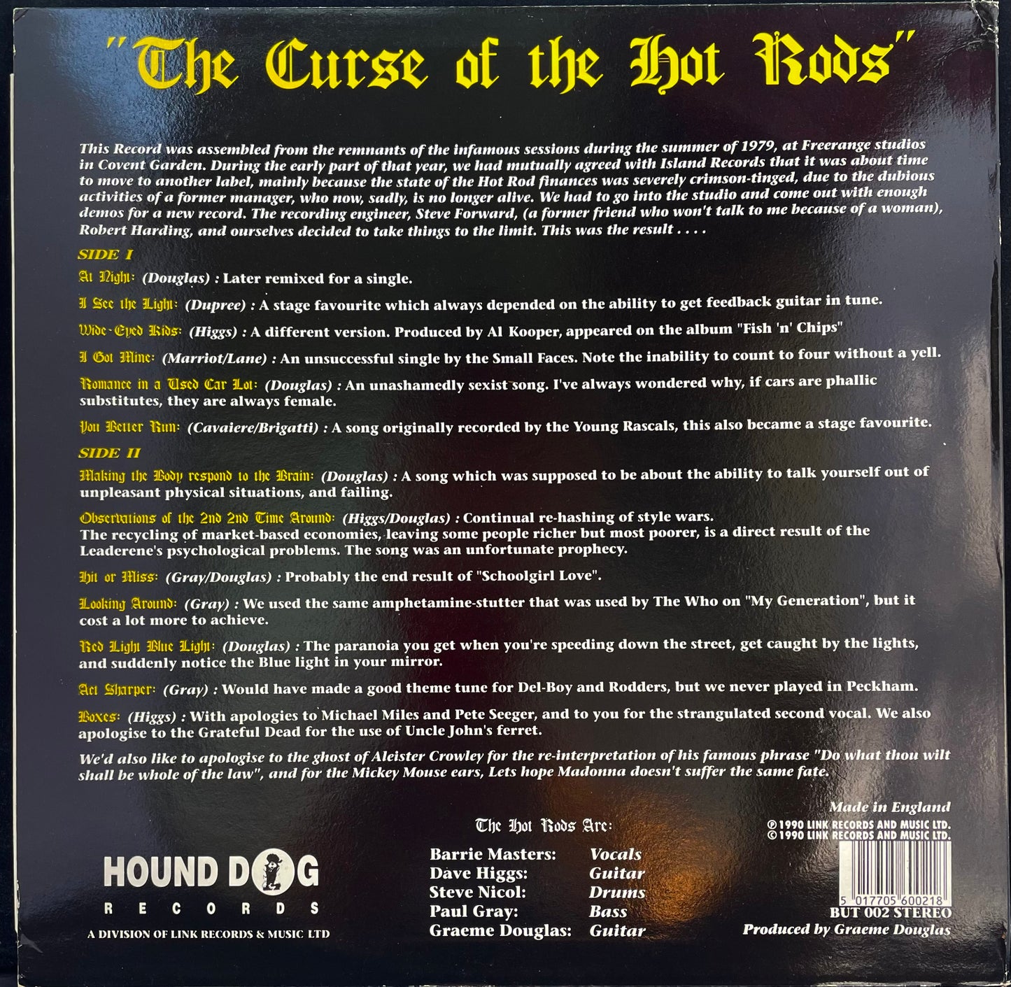 The Hot Rods – The Curse Of The Hot Rods - USED Vinyl LP