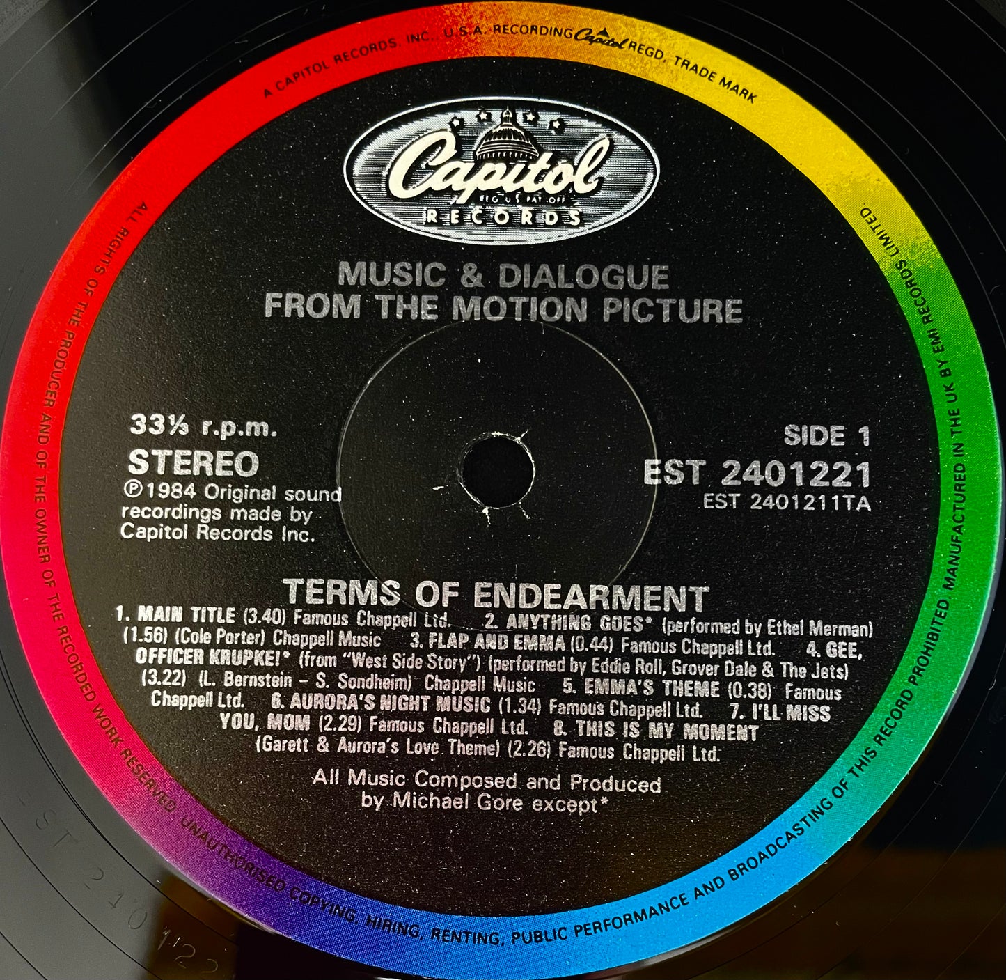 Michael Gore – Music And Dialogue From The Motion Picture Terms Of Endearment - USED Vinyl LP