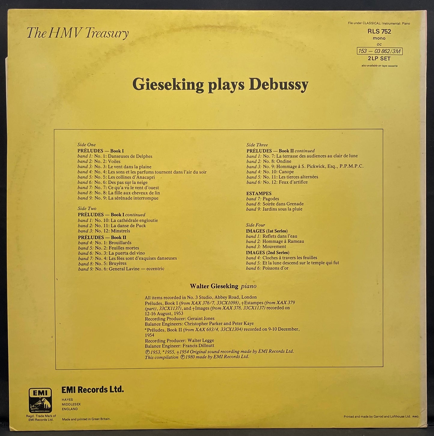 Debussy, Walter Gieseking – Préludes, Estampes, Images – USED Vinyl 2LP MONO