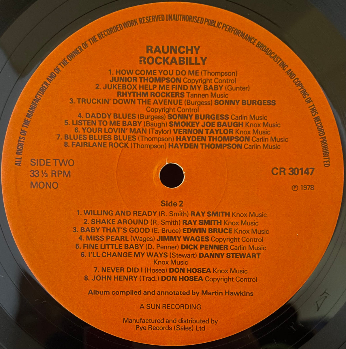 Various – Sun Sound Special: Raunchy Rockabilly - USED Vinyl LP