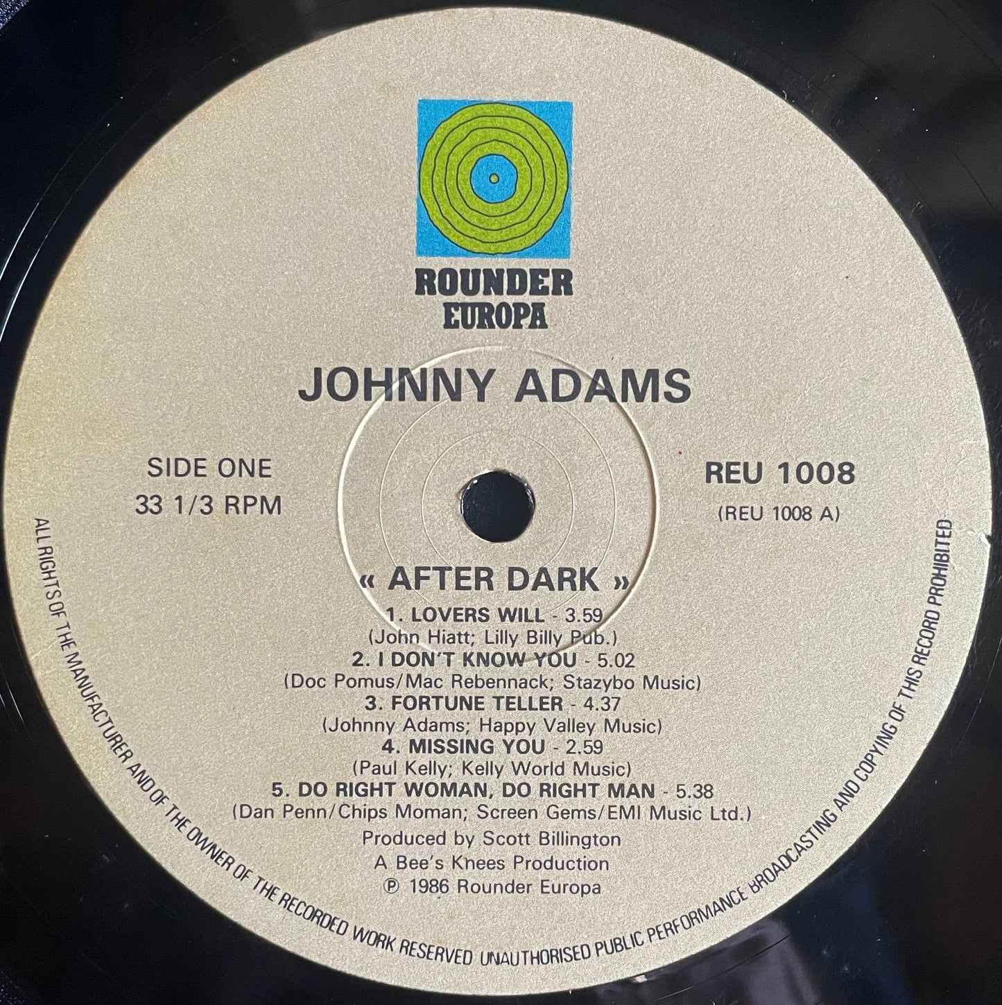 Johnny Adams – After Dark - USED Vinyl LP