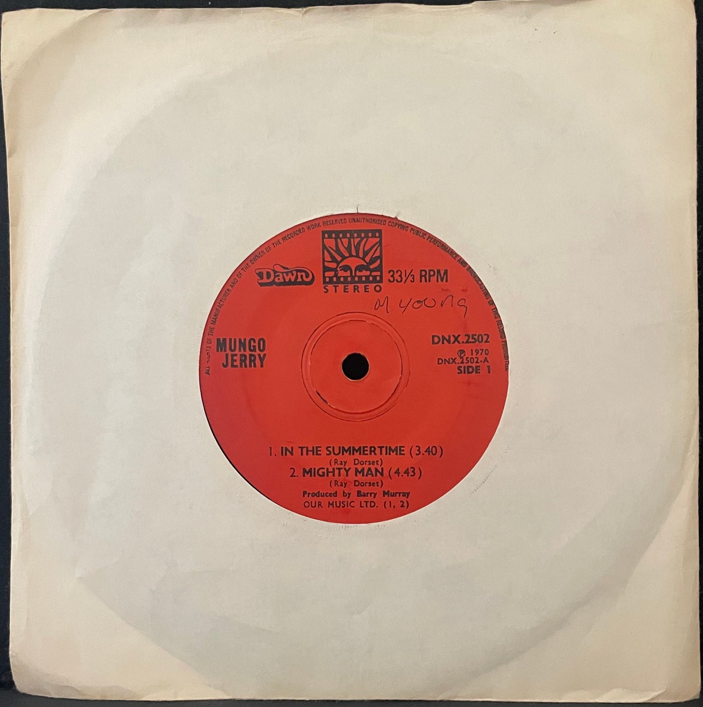 Mungo Jerry – In The Summertime / Mighty Man / Dust Pneumonia Blues - USED Vinyl 7" Single
