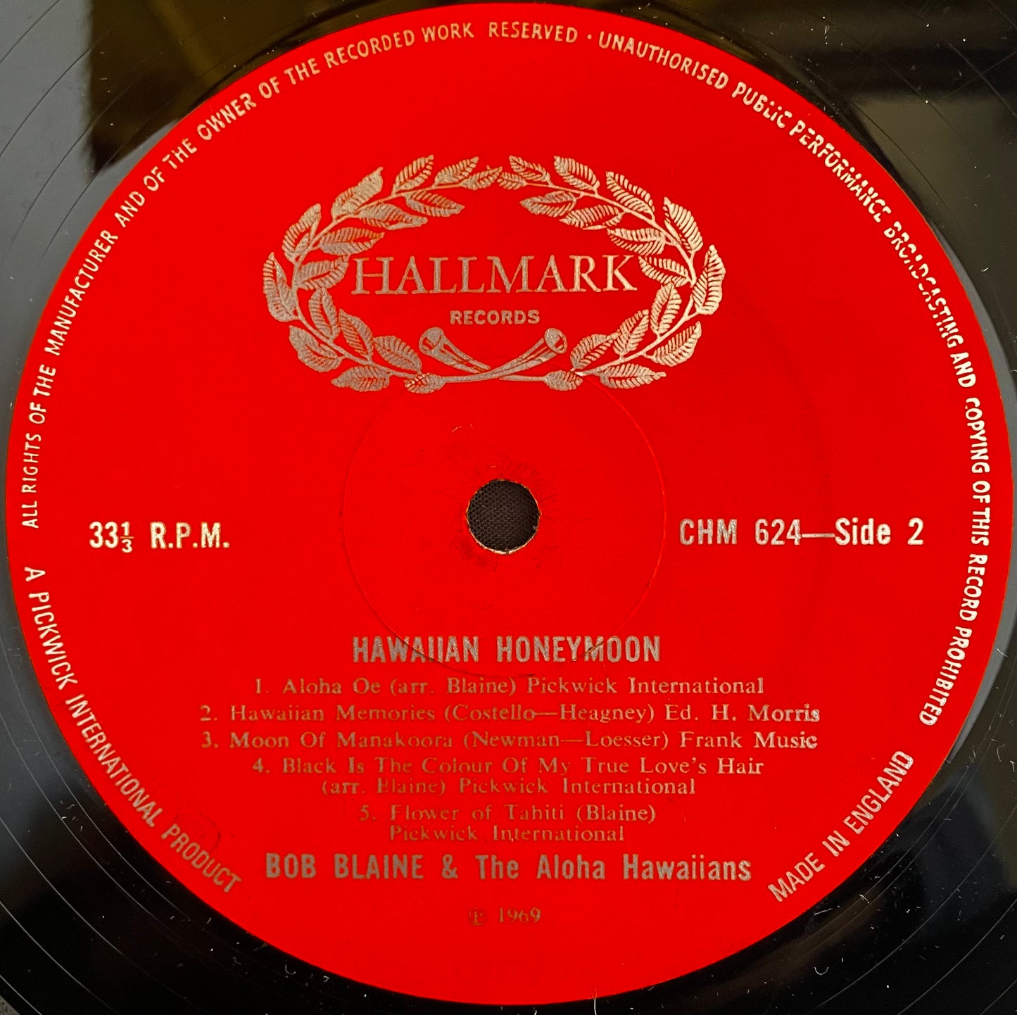 Bob Blaine And The Aloha Hawaiians – Hawaiian Honeymoon - USED Vinyl LP