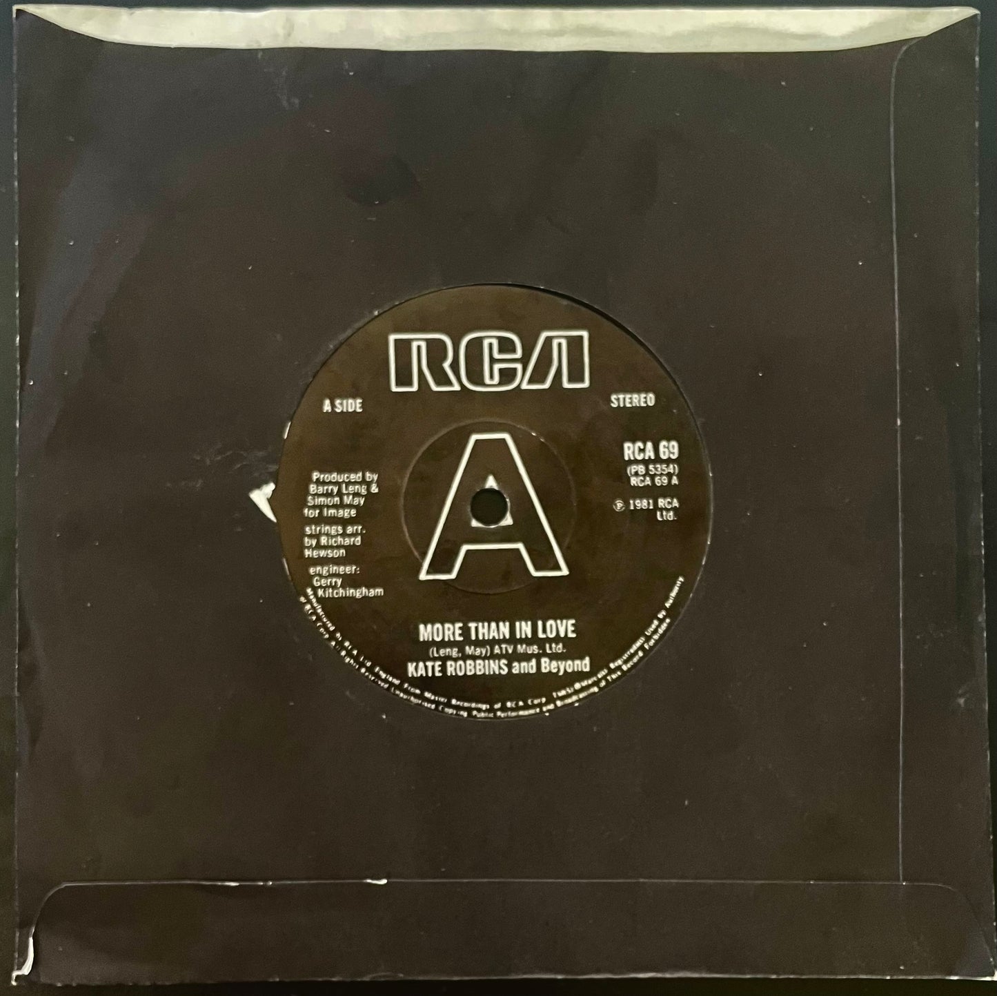 Kate Robbins – More Than In Love - USED Vinyl 7" Single