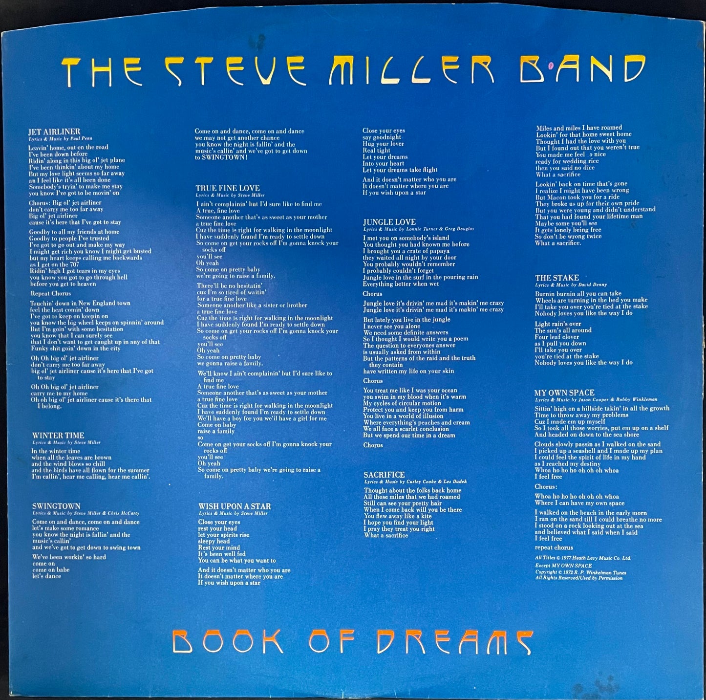 The Steve Miller Band – Book Of Dreams - USED Vinyl LP