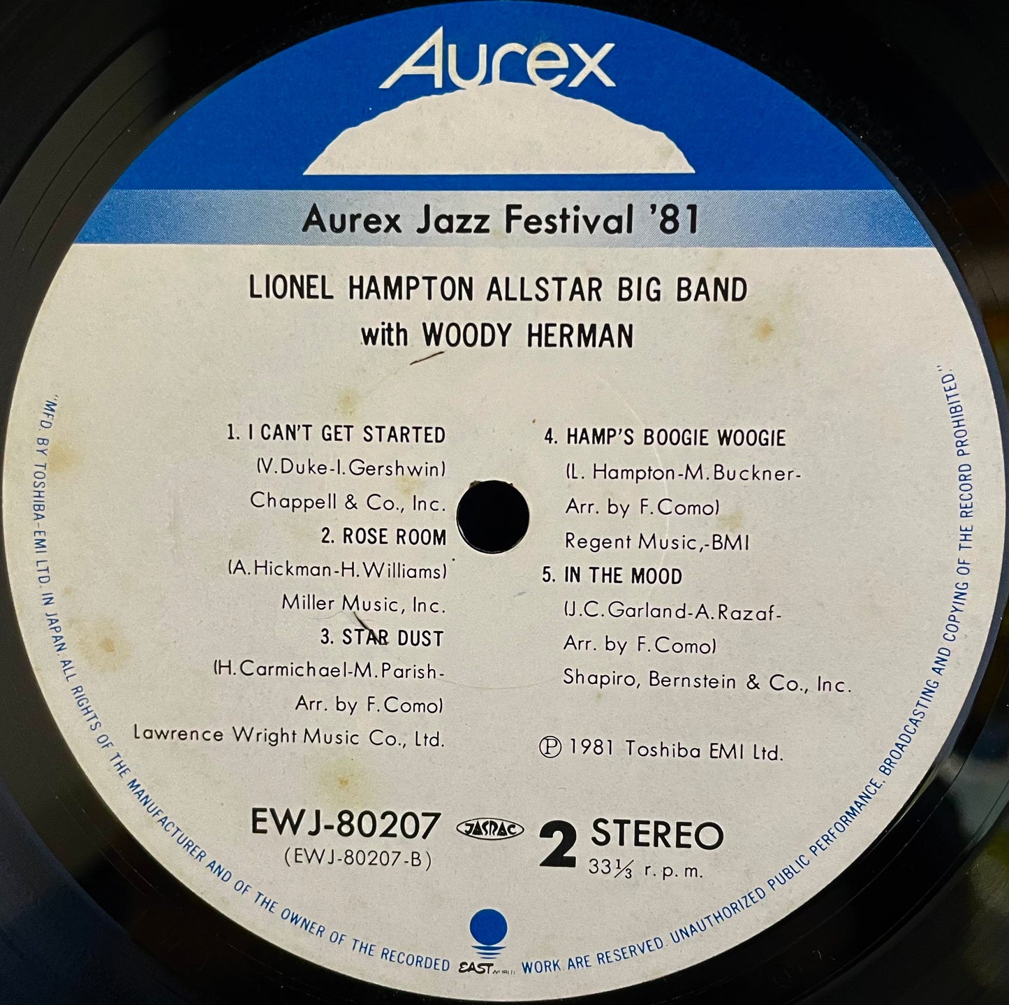 Lionel Hampton Allstar Big Band With Woody Herman – Aurex Jazz Festival '81 - USED Vinyl LP