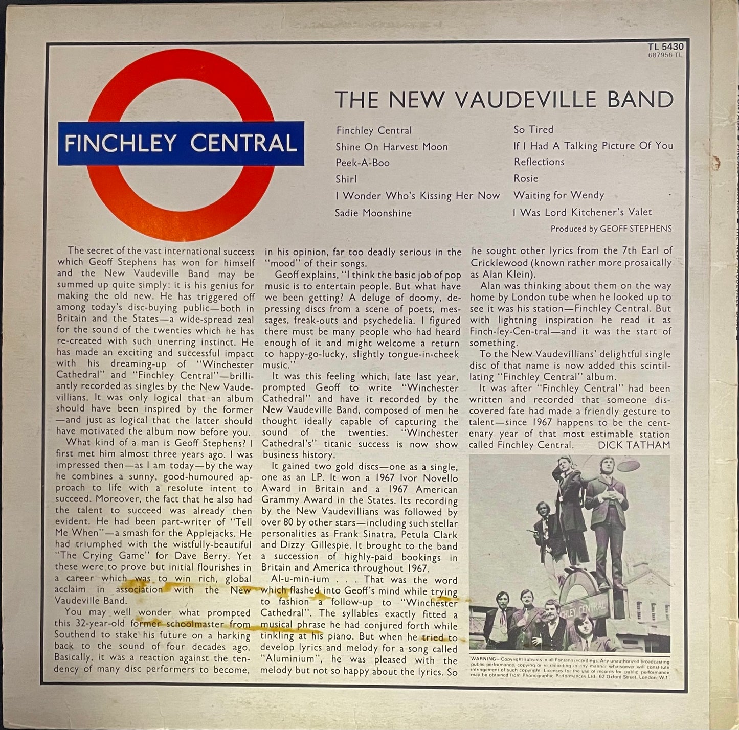 The New Vaudeville Band – Finchley Central- USED Vinyl LP MONO