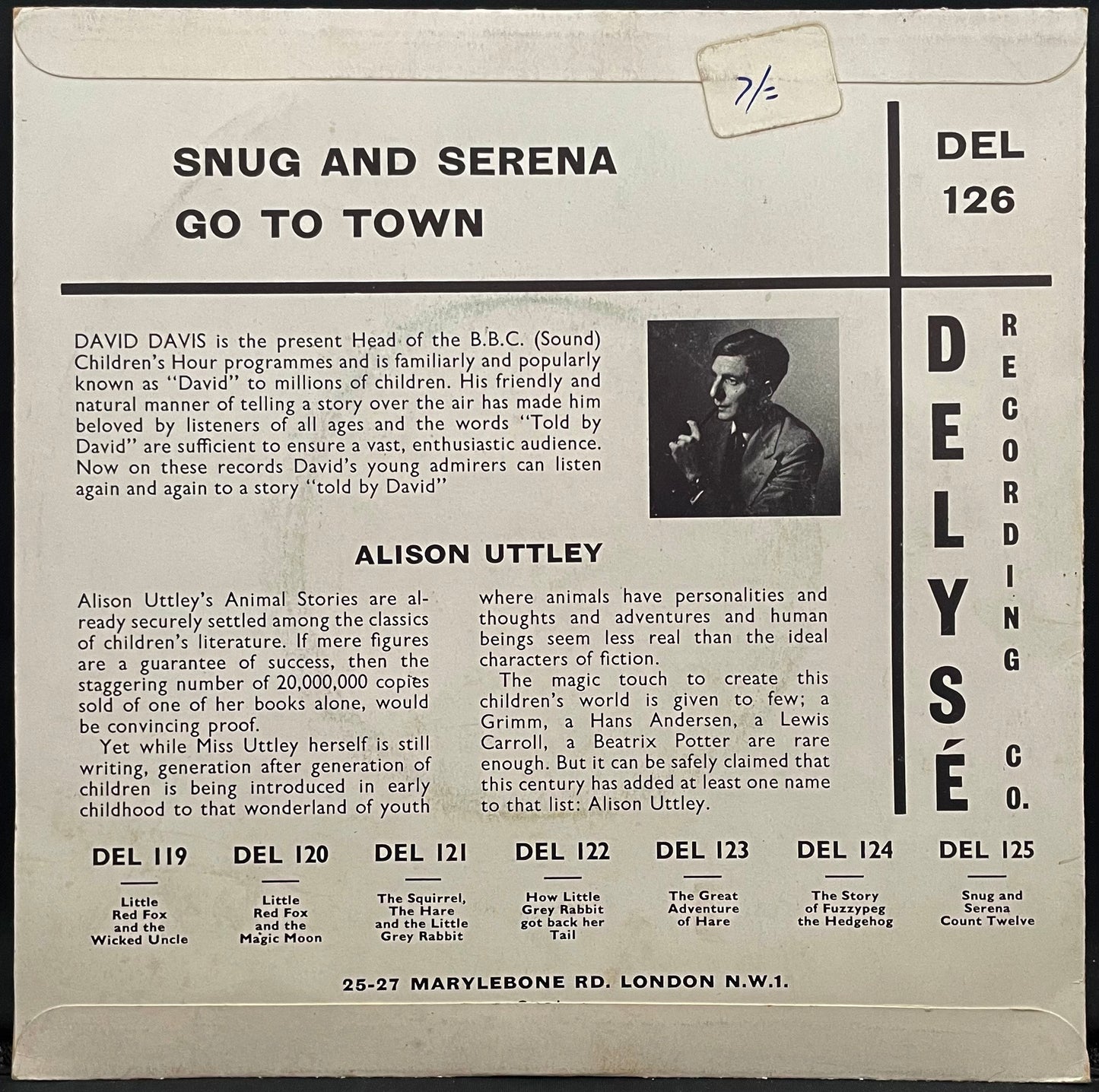 Alison Uttley, David Davis - Snug And Serena Go To Town – USED Vinyl 7" Single