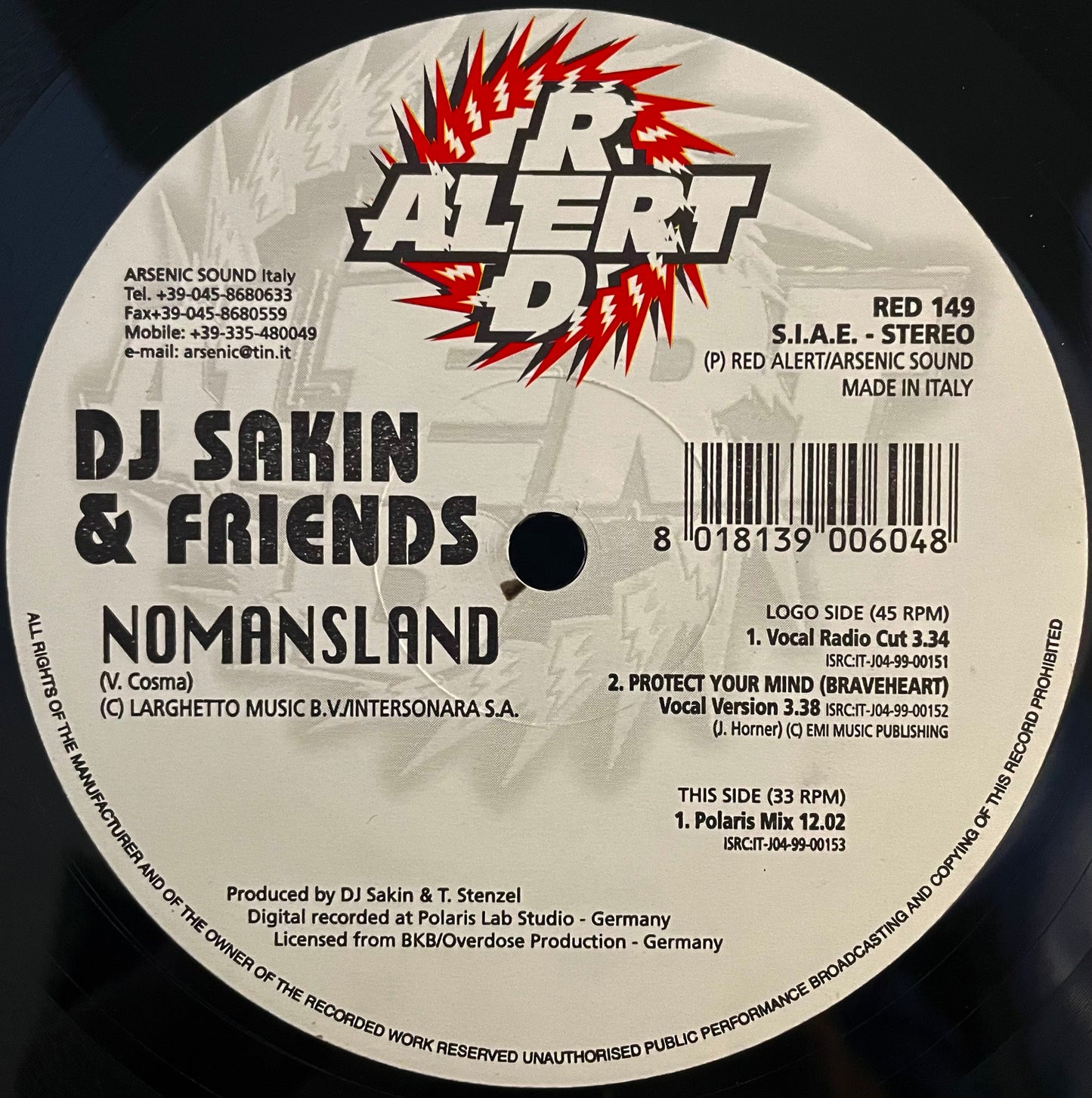 DJ Sakin & Friends – Nomansland (David's Song) – USED Vinyl 12" Single