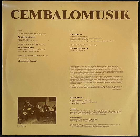 Friederike Gramlich, Volkmar Drauz – Cembalomusik - USED Vinyl LP