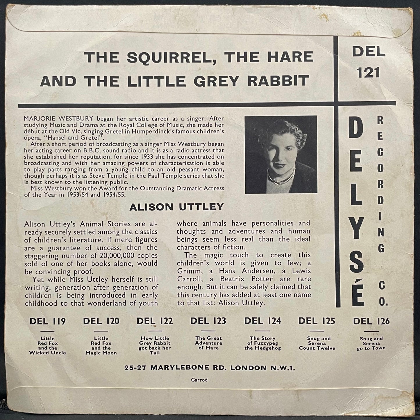 Alison Uttley – The Squirrel, The Hare And The Little Grey Rabbit – USED Vinyl 7" Single