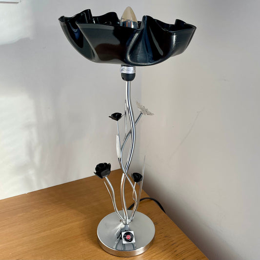 Table Lamp with Vinyl Record Shade and Vintage LED Bulb