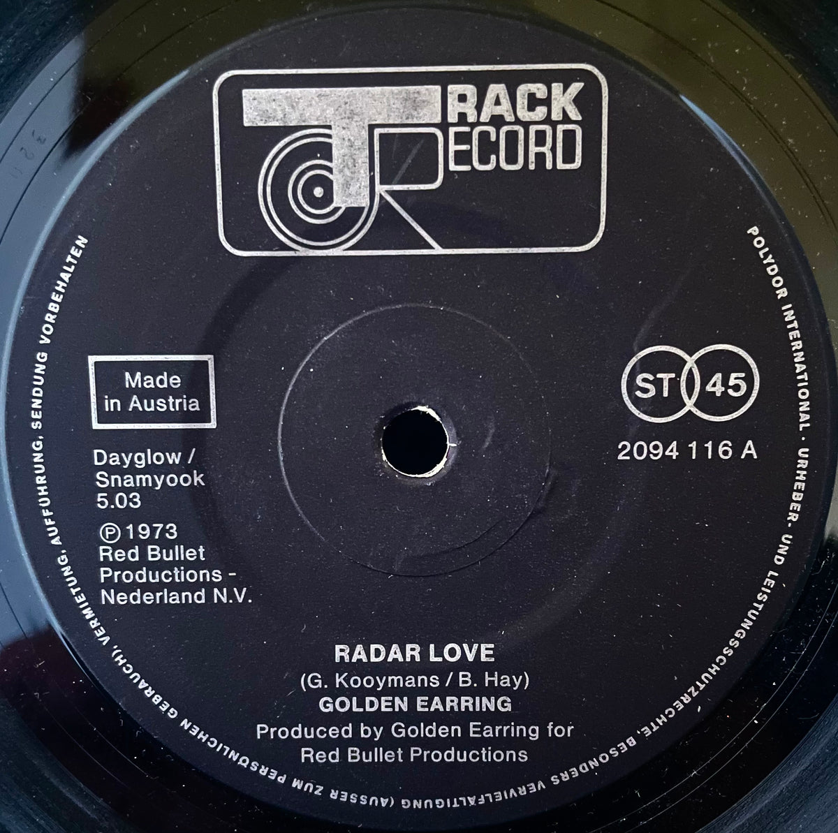 Golden Earring – Radar Love - USED Vinyl 7" Single