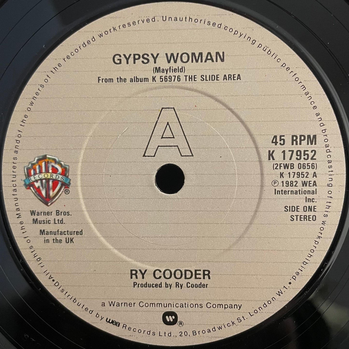 Ry Cooder – Gypsy Woman – USED Vinyl 2x7" Single Limited Edition