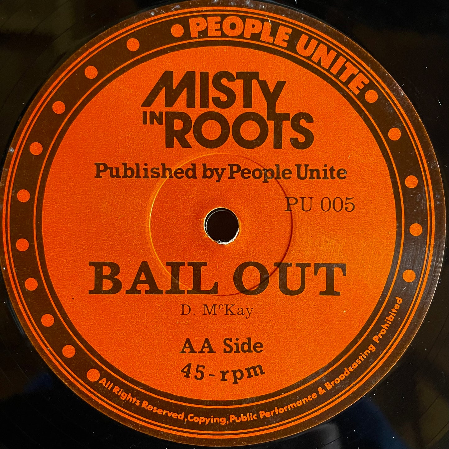 Misty In Roots – Peace And Love / Bail Out - USED Vinyl 12" Single