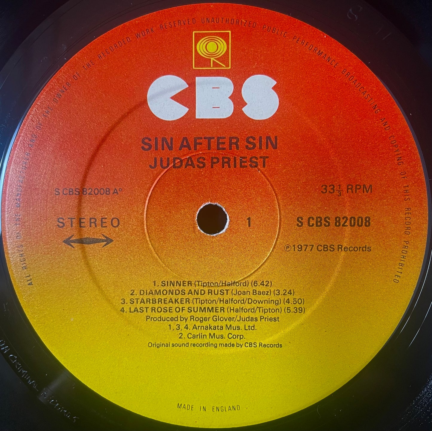Judas Priest – Sin After Sin - USED Vinyl LP