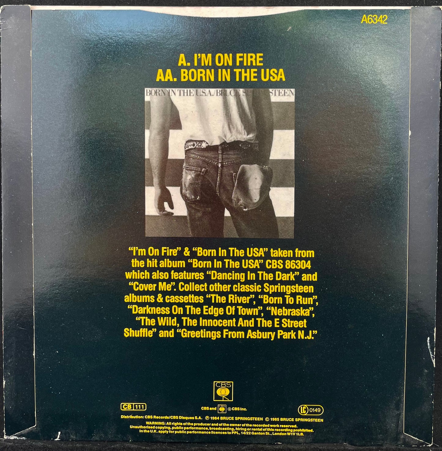 Bruce Springsteen – I'm On Fire / Born In The USA - USED Vinyl 7" Single