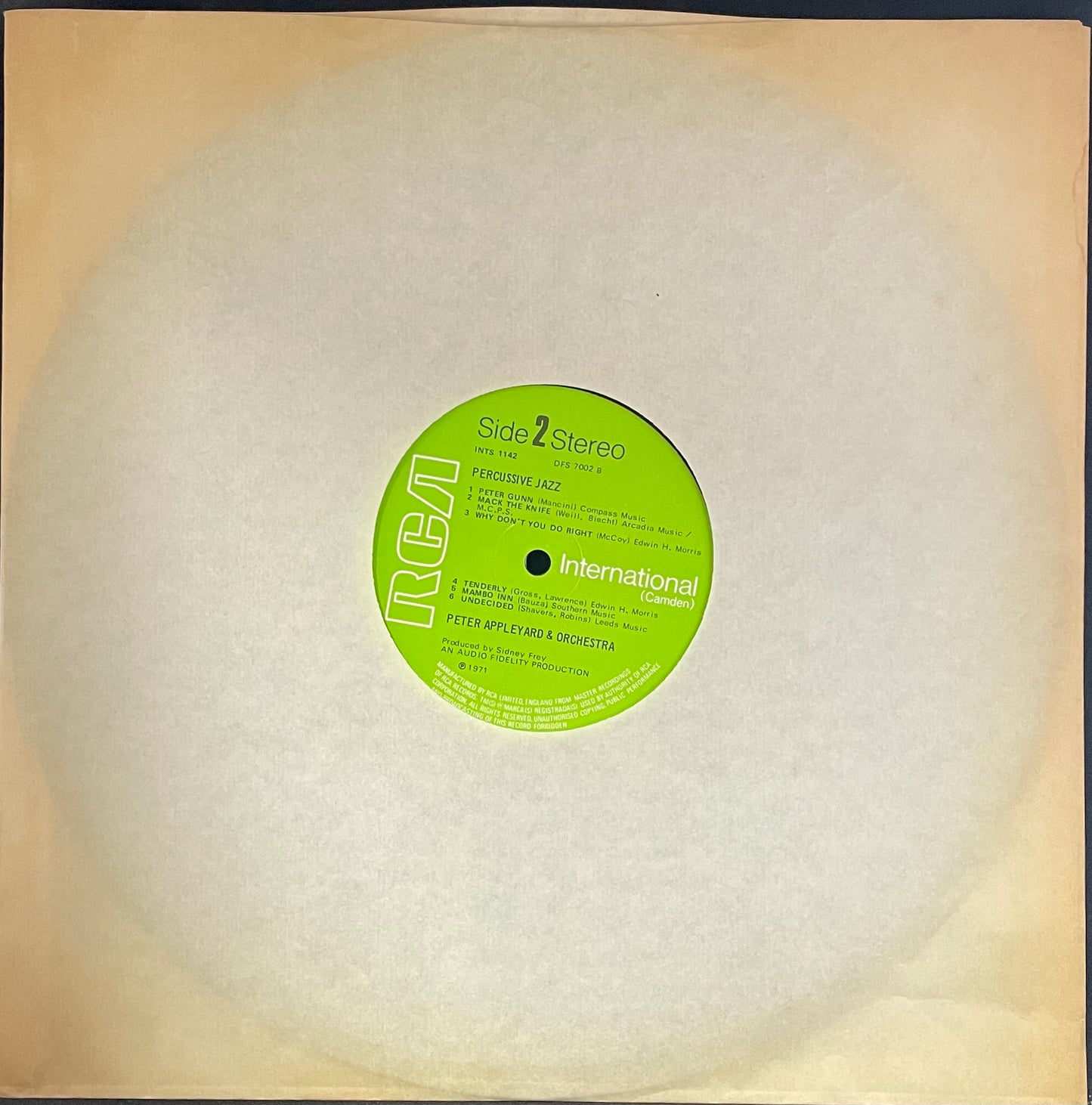 Peter Appleyard & Orchestra – Per-cus-sive Jazz - USED Vinyl LP