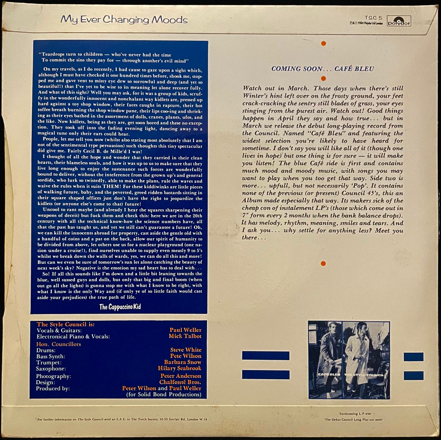 The Style Council – My Ever Changing Moods - USED Vinyl 7" Single