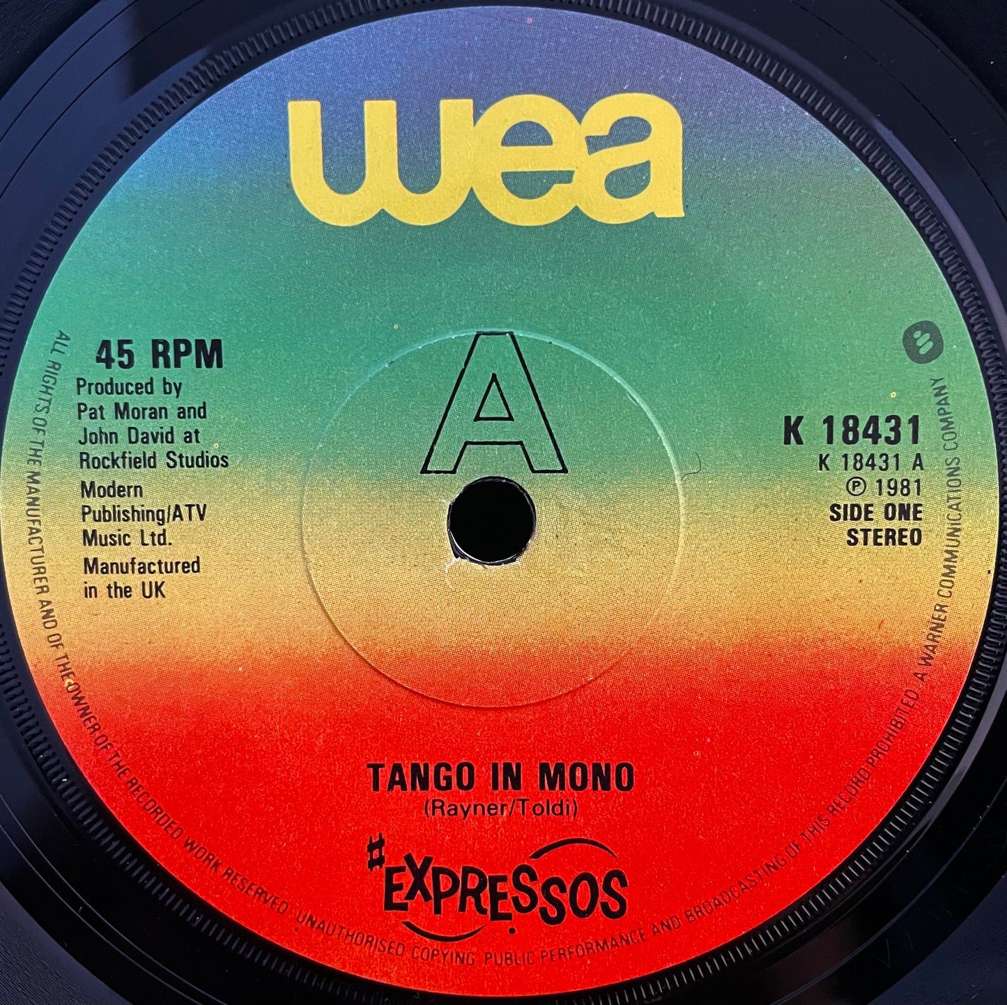 Expressos – Tango In Mono – USED Vinyl 7" Single