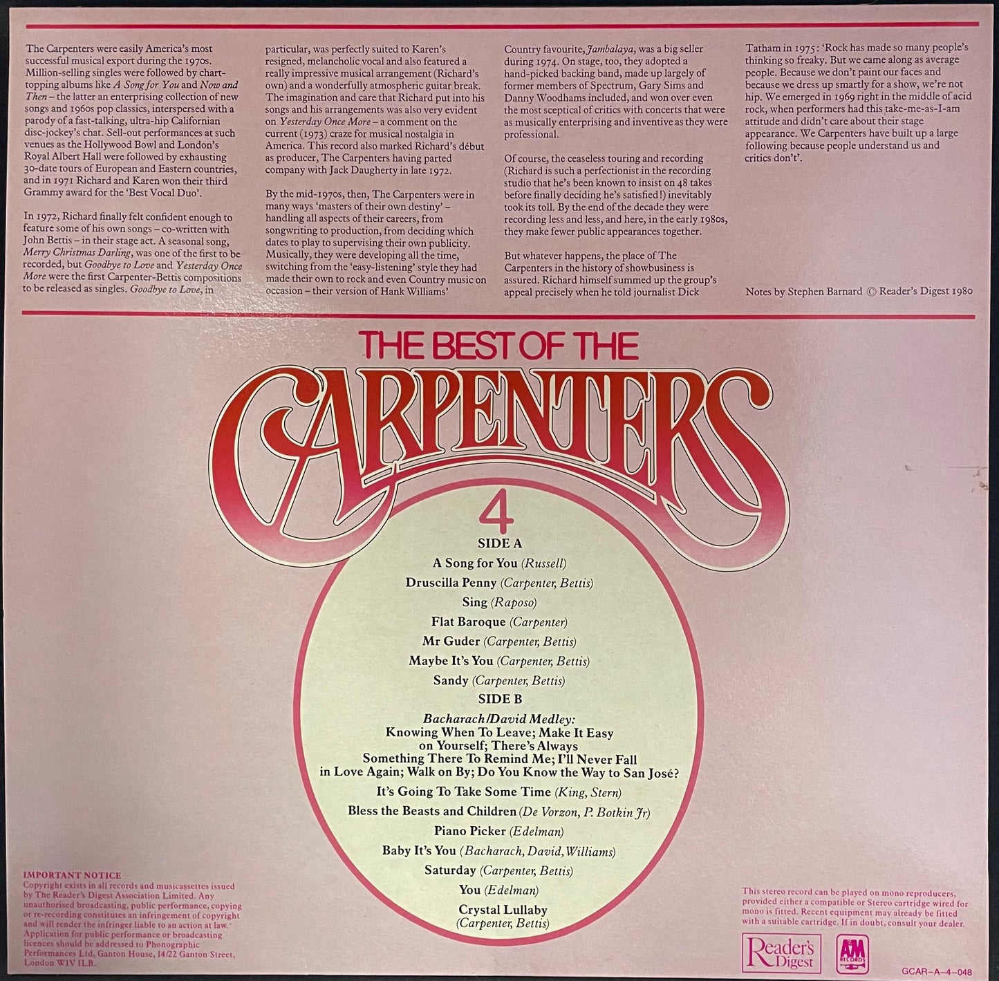 Carpenters – The Best Of The Carpenters - USED Vinyl 4LP Box Set