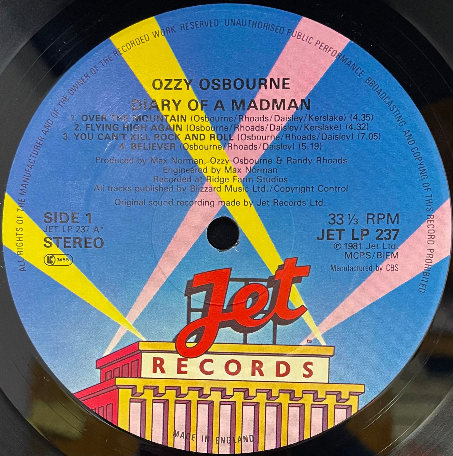 Ozzy Osbourne – Diary Of A Madman - USED Vinyl LP