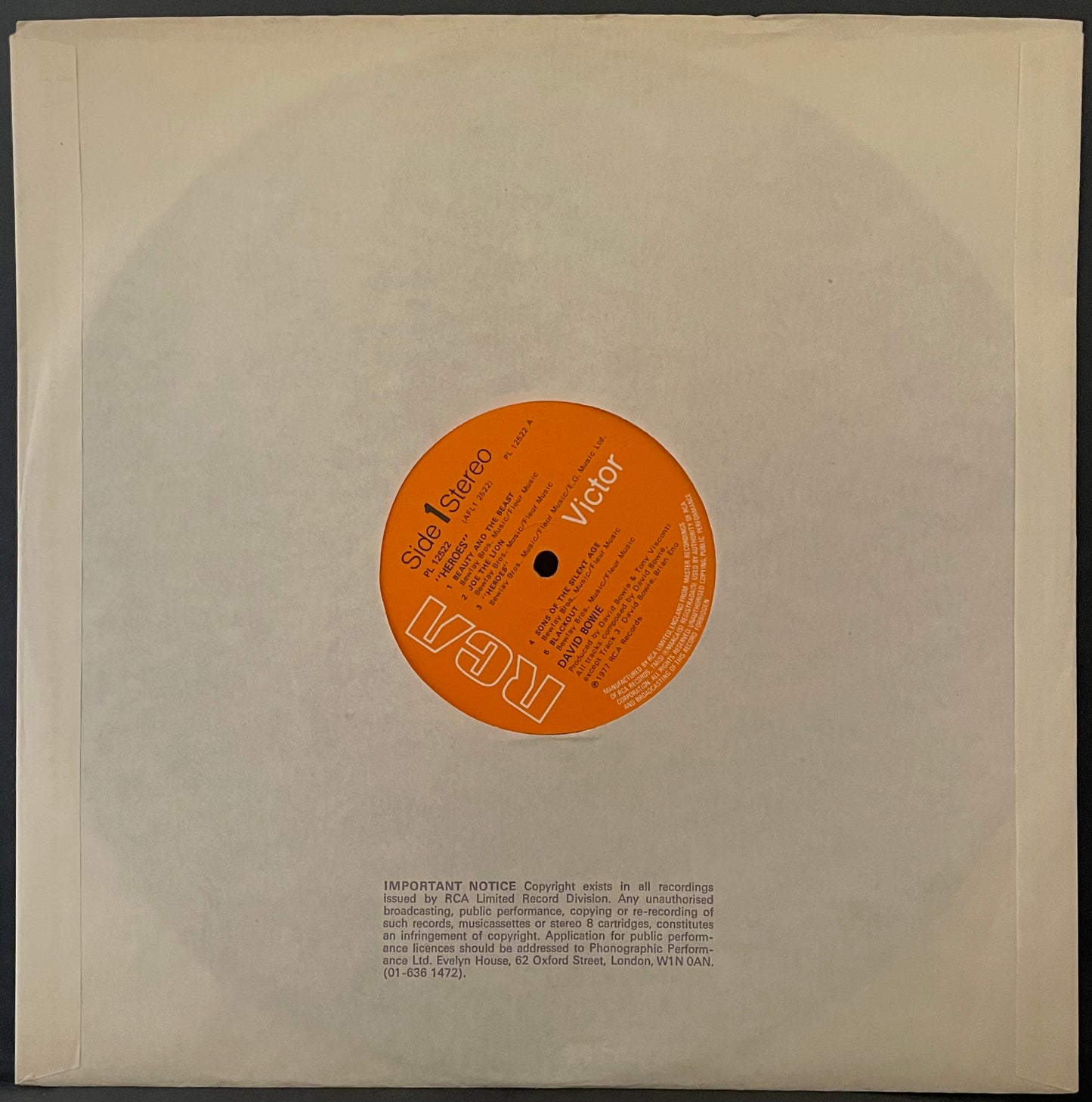 David Bowie – "Heroes" - USED Vinyl LP