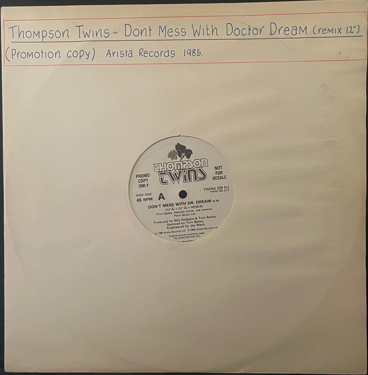 Thompson Twins – Don't Mess With Doctor Dream ([U⁴Ā] + [U³Ā] = Remix - USED Vinyl 12" Single - Single Sided Promo