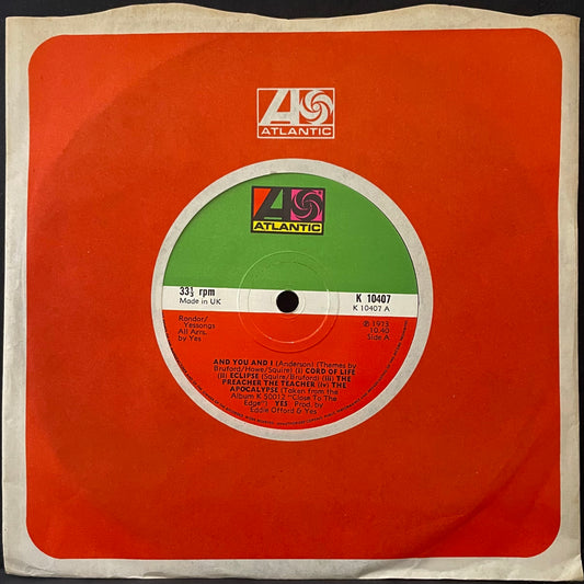 Yes – And You And I - USED Vinyl 7" Single