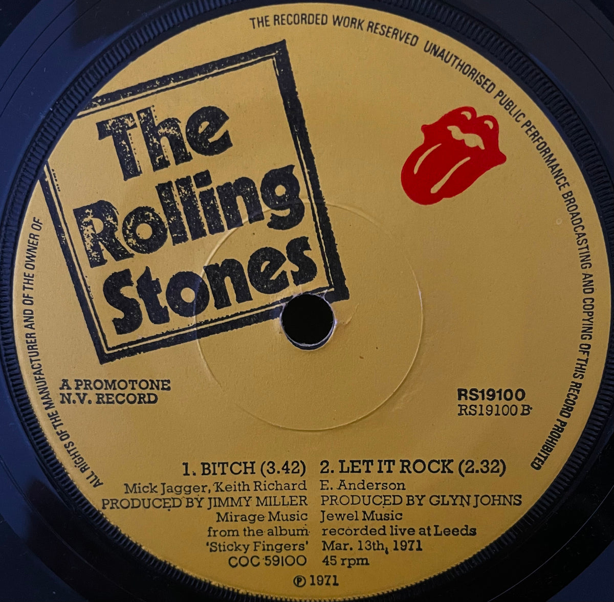 The Rolling Stones – Brown Sugar - USED Vinyl 7" Single