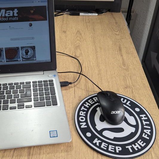 Northern Soul Adapter “Keep the Faith” Round Mouse Pad – Mod Culture Desk Mat